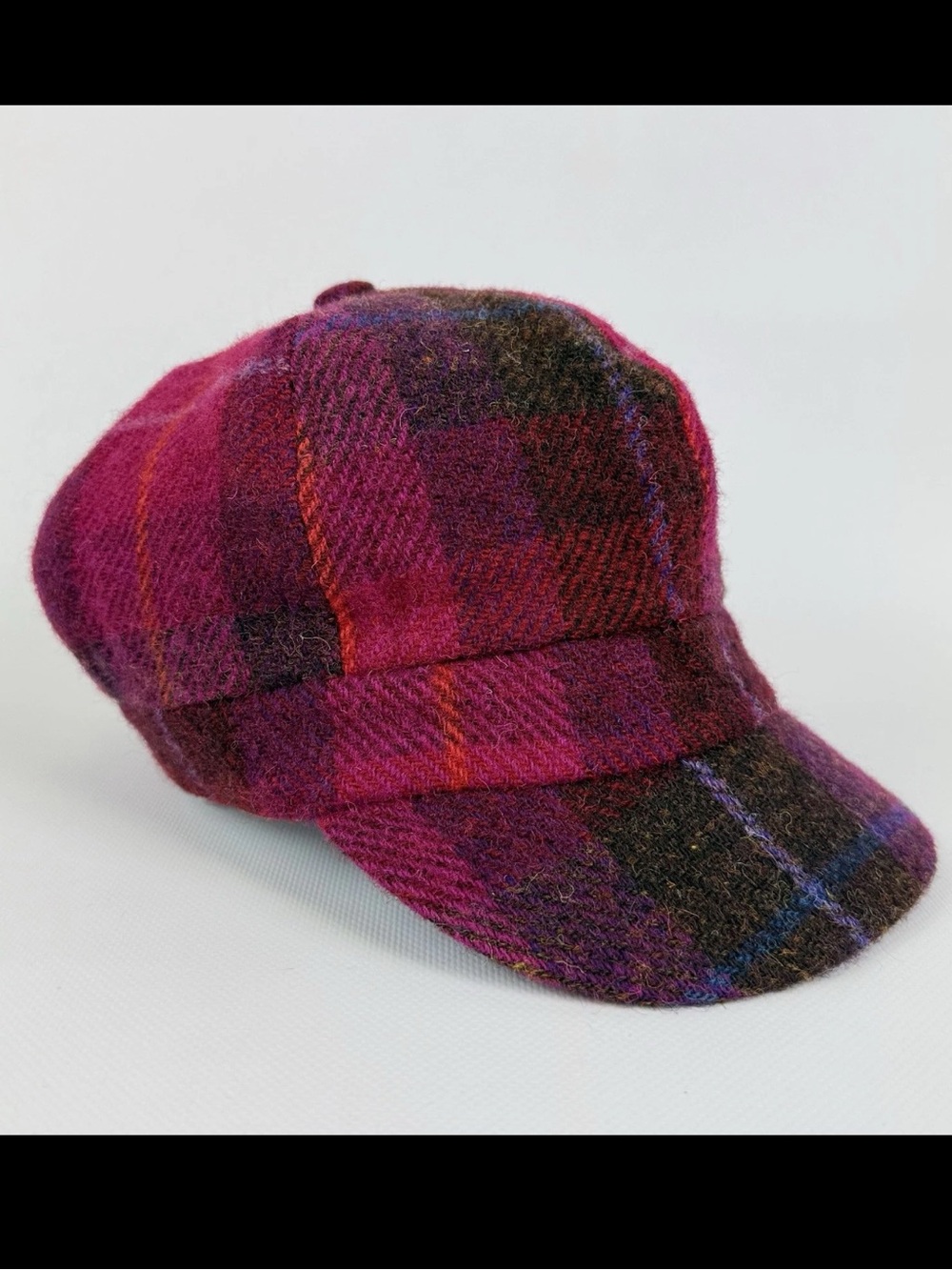 Glen Appin HARRIS TWEED baker boy hat fuschia SCOTLAND OS $65